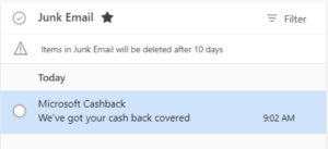 Microsoft cashbackって何？英文メールはスパムでなく公式！